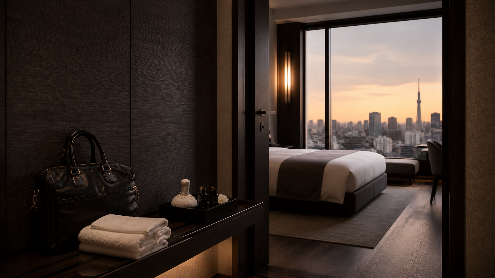 Massage items prepared in a Tokyo hotel